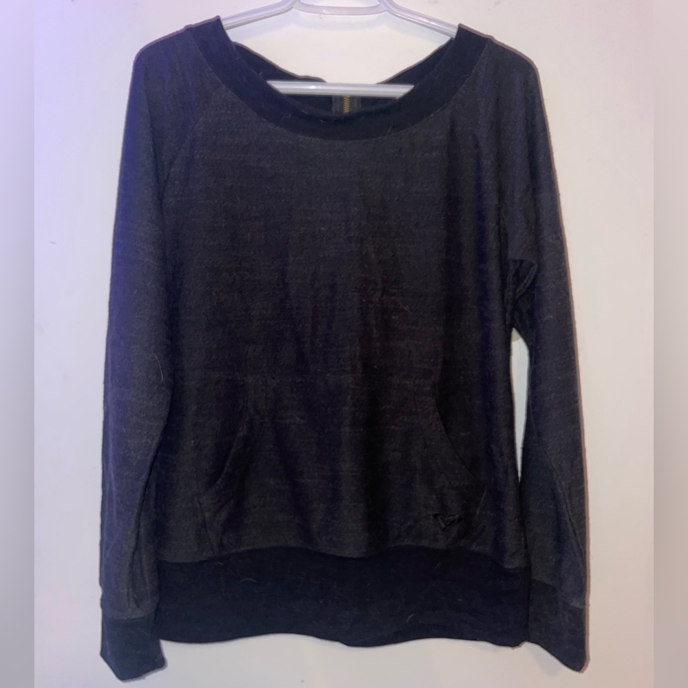 Dark grey Long Sleeve boatneck Sweatshirt